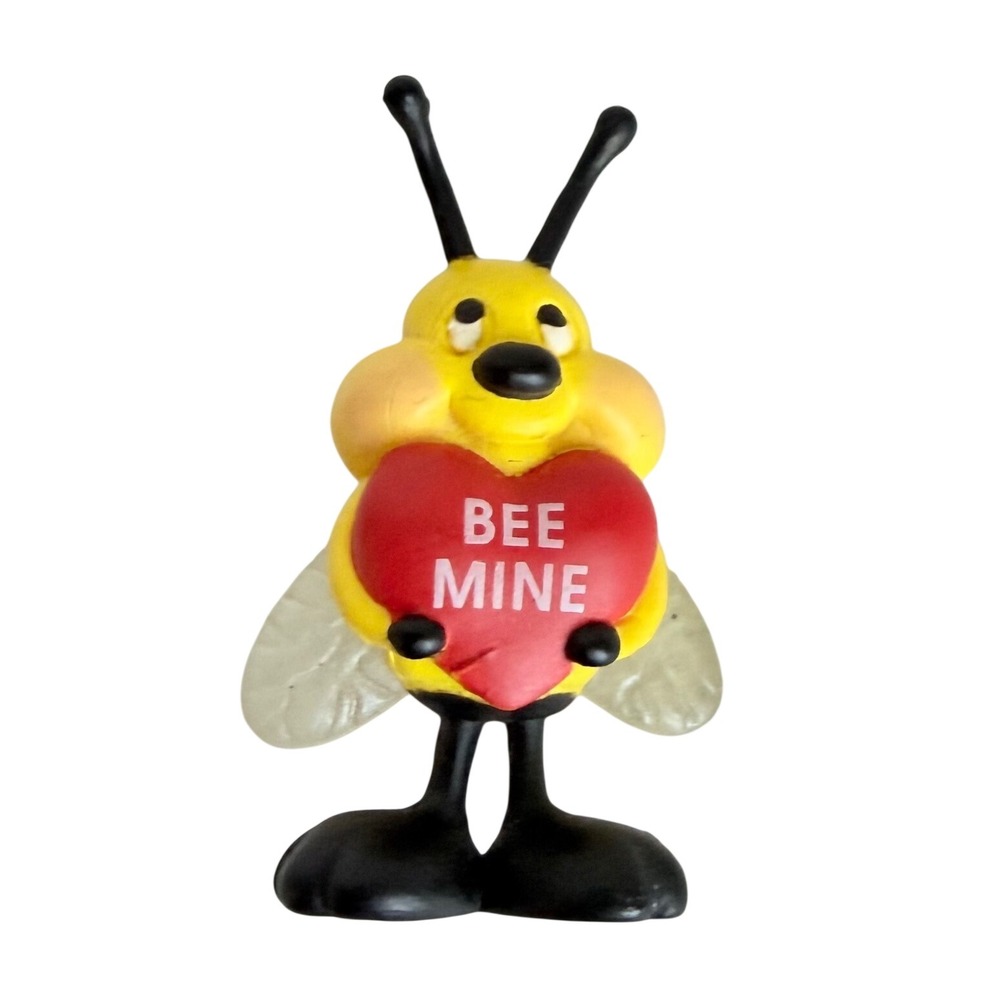 Hallmark Bee Mine Pin Small Yellow Red Heart Valentine Bumblebee Vintage 1981